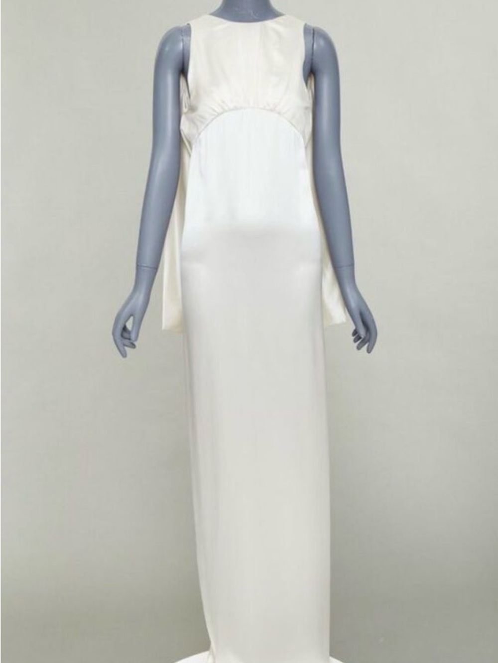 Saint Laurent Ivory Satin Silk Draped Gown
